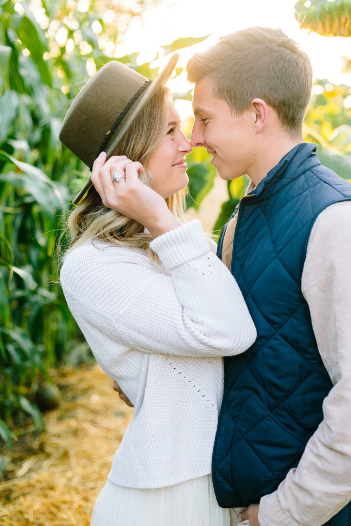 Engaged Couple Portraits in Sunflower Field Utah