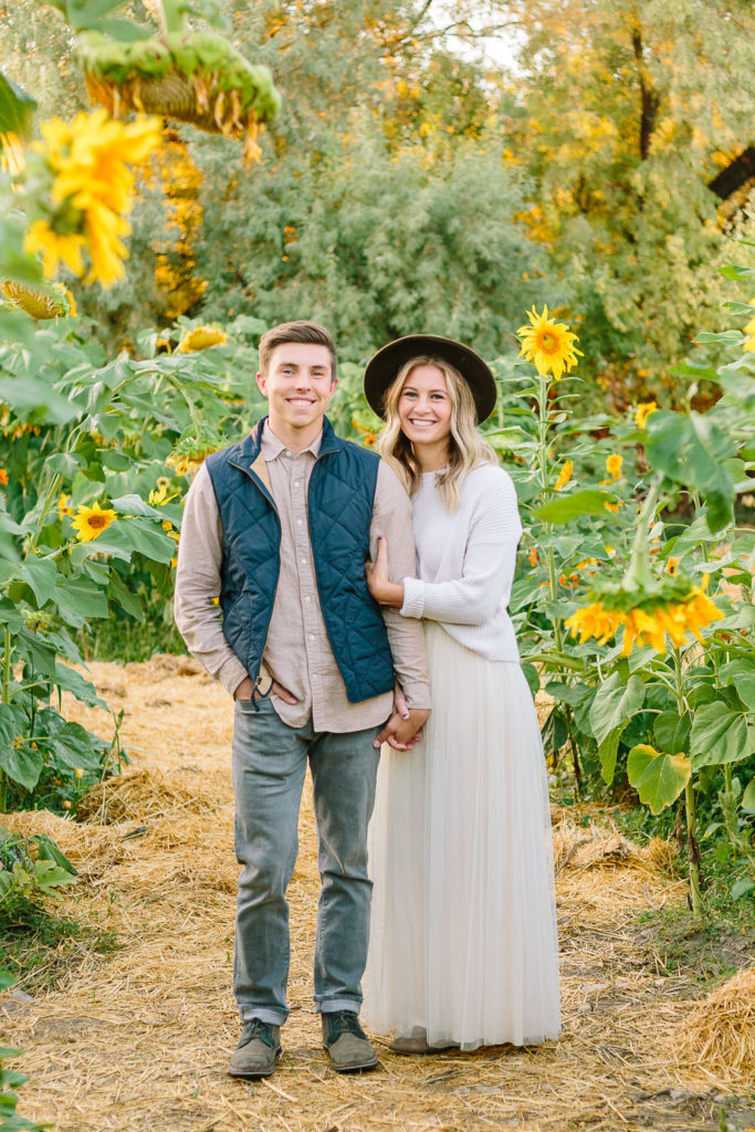 Engaged Couple Portraits in Sunflower Field Utah