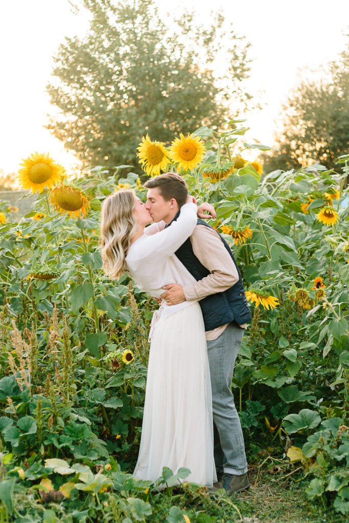 Engaged Couple Portraits in Sunflower Field Utah